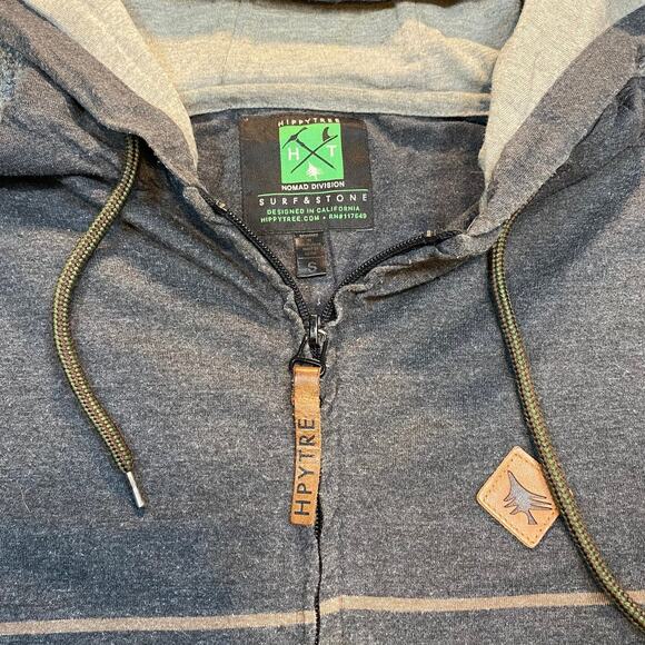 Hippy Tree Nomad Division Surf Stone Zip Up Light Hoodie Grey Pockets Men Small - Picture 4 of 9